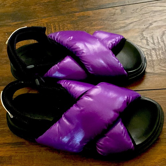 Purple Marni Cross Puffy Nylon Sandals - Picture 4 of 4